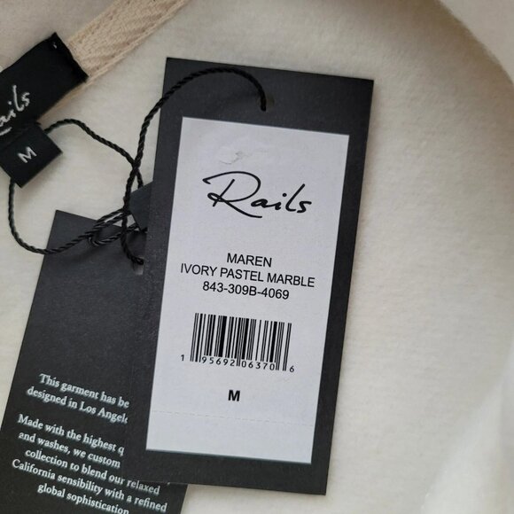 Rails Maren Hoodie Ivory Pastel Marble Women's Size M Sweatshirt - Picture 10 of 12